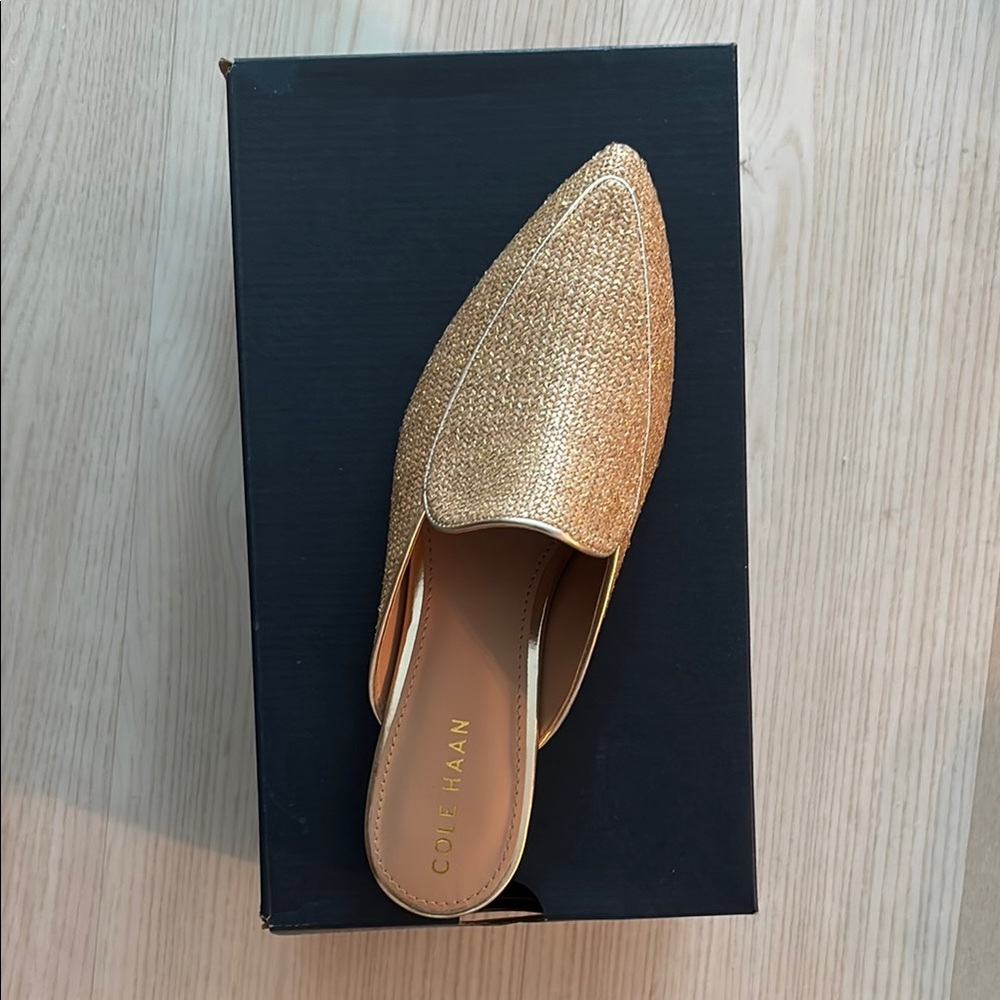 Cole Haan Women's Gold Textured Mules